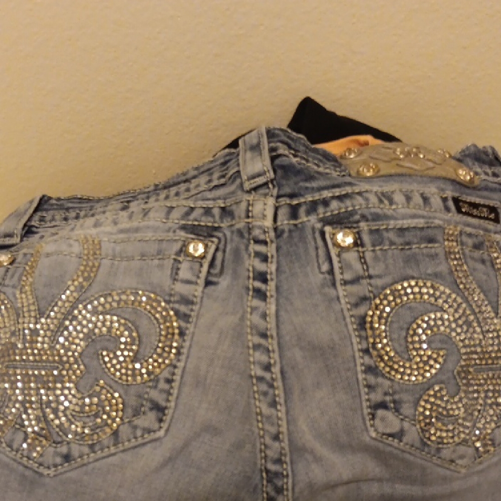 Miss Me Light Blue Jeans with Silver Embellishments